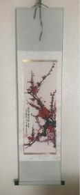 国画 梅花 红梅 王文治 画心24×67 外31×122