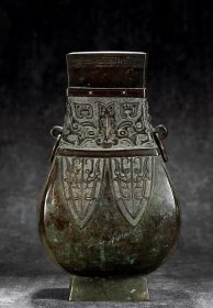 清中期 铜错金银兽面纹方壶