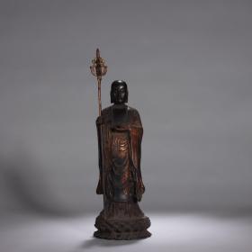 清代-铜鎏金「地藏王」站姿像