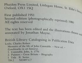 Memoirs of the Life of John Constable Landmarks in Art History    约翰·康斯太布尔生平回忆录 （康斯太布尔自传） 附插图 72 幅