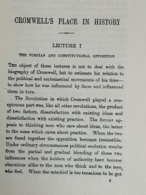 Crowell's Place in History 克伦威尔在历史上的地位 （牛津大学讲座论文 6 篇） 布面精装 书脊烫金   1897 年老版书  1969 年重印