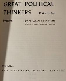 Great Political Thinkers  ——  Plato  to the Present   从柏拉图到现在的著名政治思想家 列传       第3版  布面精装 书脊、封面烫金  双排版 此书厚达1022页