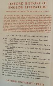 Oxford History of English Literature  牛津英国文学史   共6卷（第2、5、6、8、9、10和第12卷）   布面精装 书脊烫金 其中4卷都带护封