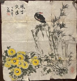 画家心凝老师手绘作品 风高香远（软画片）商品尺寸：49公分×52公分