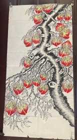 画家徐海鹏老师手绘作品寿桃（画片12）商品尺寸：99公分×50公分