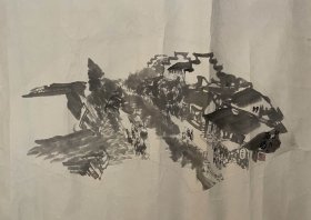 画家徐翔老师手绘山水作品（已裱画片）商品尺寸：53公分×17公分