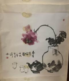 贵州画院专职画家王小竹先生花卉作品（挂轴 有水印）  尺寸69公分×68公分