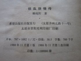 武侠 铁血侠情传 中册