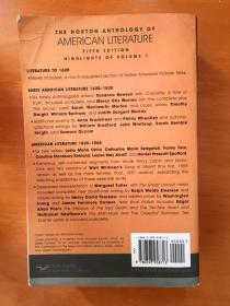 馆藏未阅  DICTIONARY THE NORTON ANTHOLOGY OF AMERICAN LITERATURE  3rd Eition  VL 1