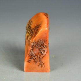 旧藏回流老古玩古董老印章老寿山石芙蓉【吴昌硕，字昌硕，又署仓石、苍石】松下对弈印章 手工雕刻石篆刻功力深厚