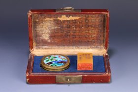 旧藏 “边寿民”花鸟纹田黄印章、印泥盒一组。