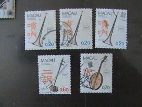 澳门1986年S14澳门地区乐器邮票信销散五枚