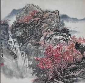 【精品国画】画家耀中，山水水墨 灵感来自杜牧 霜叶红于二月花