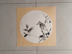 祝万山国画镜心《花鸟》尺寸：50*50cm.