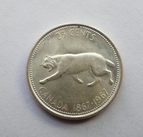 加拿大1967年美洲狮25分银币1
