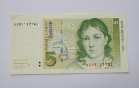 全新德国5马克纸币
