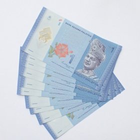 全新马来西亚1林吉特塑料钞票