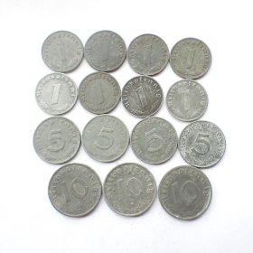 德国第三帝国时期流通锌币一套15枚