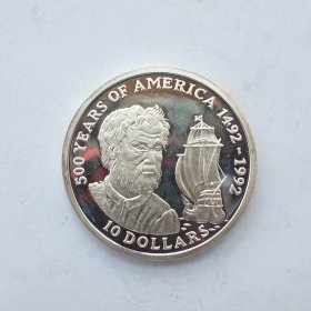 精制库克群岛1990年10元银币
