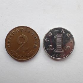 德国第三帝国时期流通之2芬尼铜币