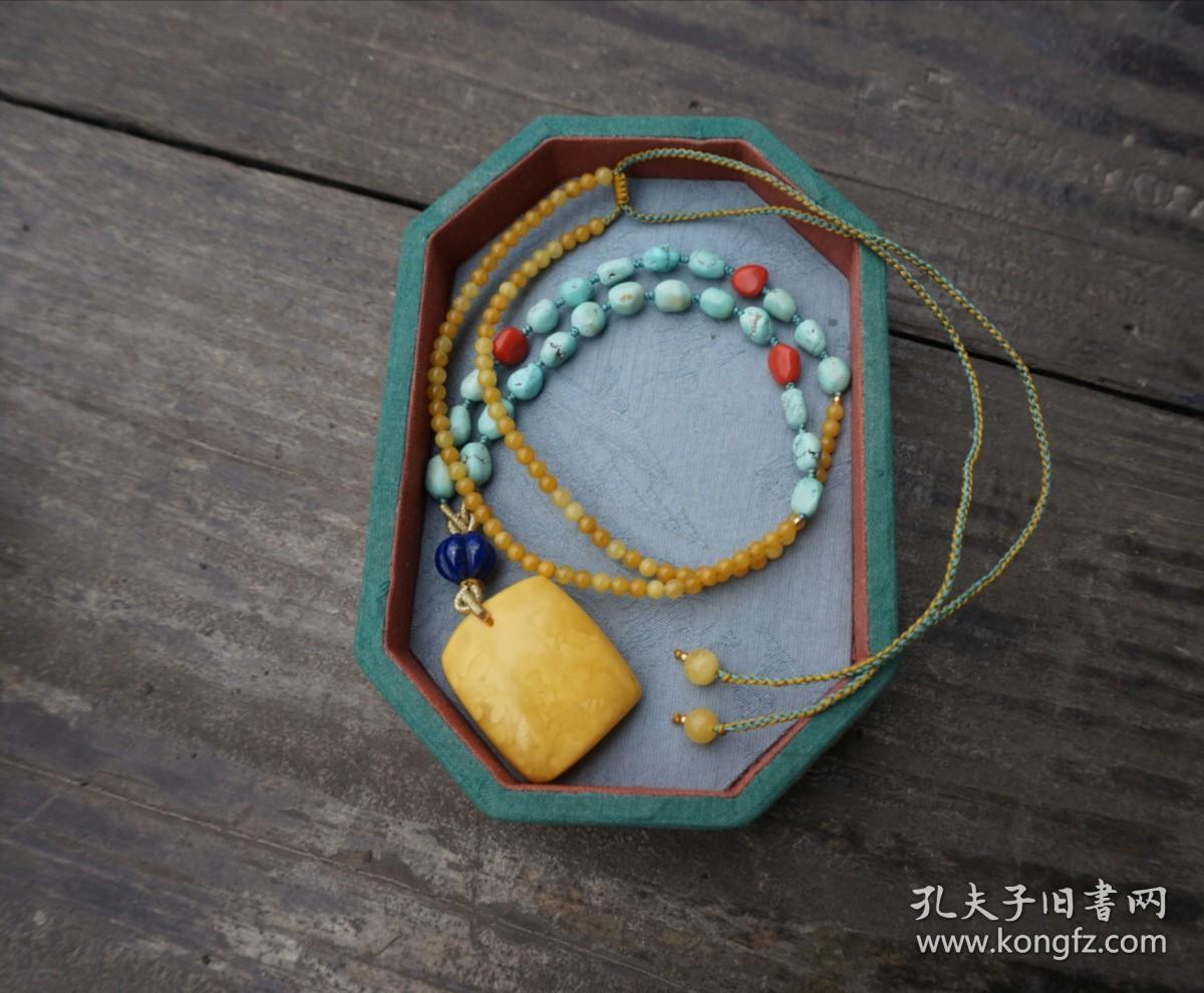 。【光漪】老蜜蜡松石设计项链