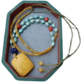 。【光漪】老蜜蜡松石设计项链