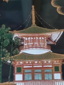 老日记本：日本大漆 笔记本子 电话本 ，画片漂亮，高野山根本大塔， 外层大漆描金全新没用过