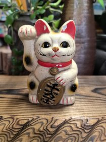 日本购回：日本陶胎招财猫、招福猫（储钱罐，存钱罐、彩陶老物件，有磨损和磕碰掉漆，介意勿拍）