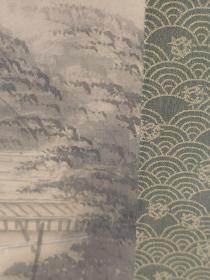 日本回流字画  ：原装旧裱  、直彦绢本山水人物画作 （直彦款）品相完美