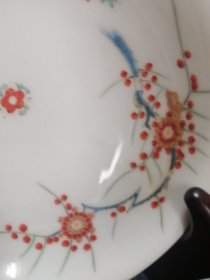 日本回流茶道具：  手绘彩绘釉上彩花卉画片壶承、果子钵 、平钵 ，绘画超级精美（底部红色圈足福字款）