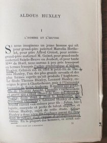 安德烈·莫洛亚 Magiciens et Logiciens 文学评论 包括吉卜林、威尔斯、萧伯纳、劳伦斯等 最后一篇赫胥黎写满标注 不知原藏者何许人