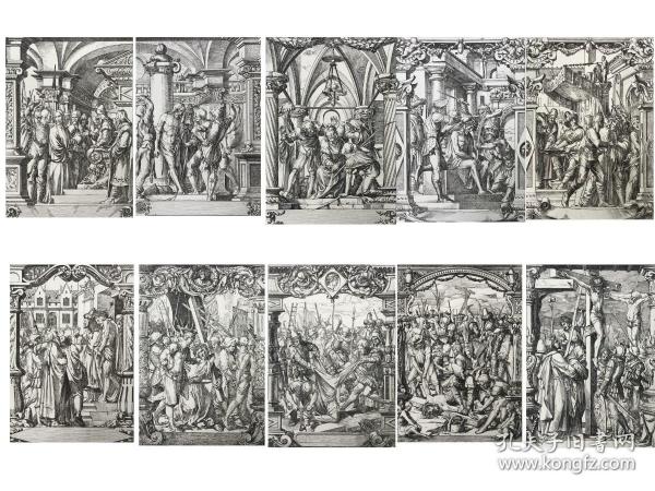 19世纪大幅蚀刻铜版画一套十幅《受难之路系列彩绘玻璃设计图》—德国肖像画大师汉斯·荷尔拜因(Hans Holbein,1497-1543年)作品 雕刻师Édouard Lièvre 法国Arches版画专用水印纸印制 纸张尺寸44.7*32.7厘米
