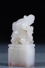 民国,寿山田黄、和田玉印章2件一组