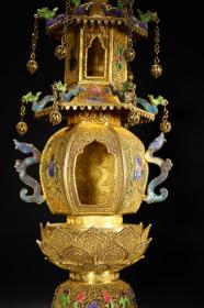 旧藏 银鎏金花丝佛龛