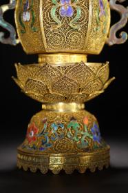 旧藏 银鎏金花丝佛龛