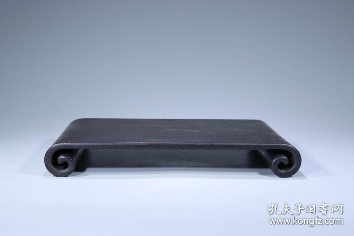 清代 紫檀木雕《书卷式清供香几》