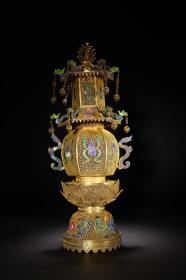 旧藏 银鎏金花丝佛龛