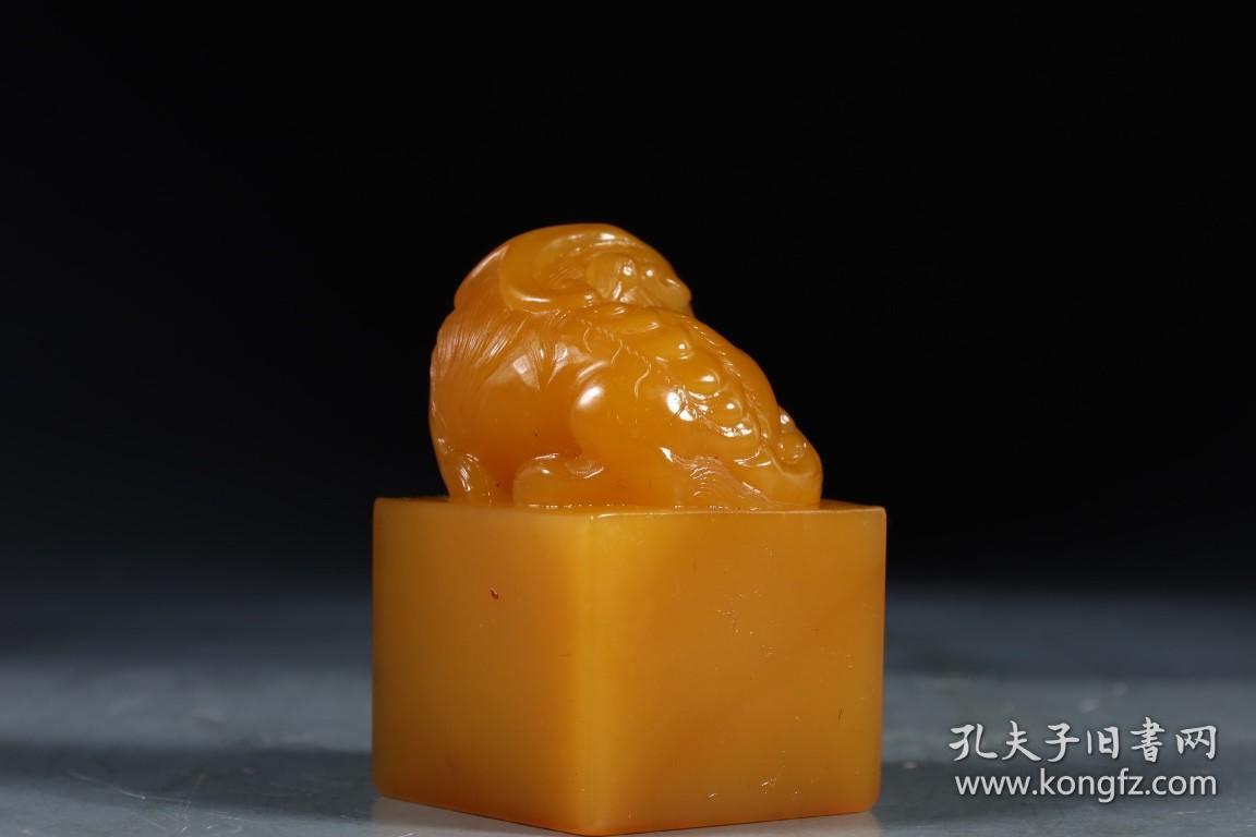 民国，寿山田黄、和田玉印章2件一组