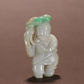 晚清 翡翠童子戏金蟾摆件