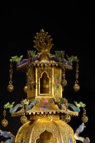 旧藏 银鎏金花丝佛龛