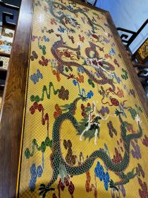 旧藏大叶黄花梨雕填餐桌,