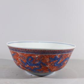 明成化青花矾红龙纹碗