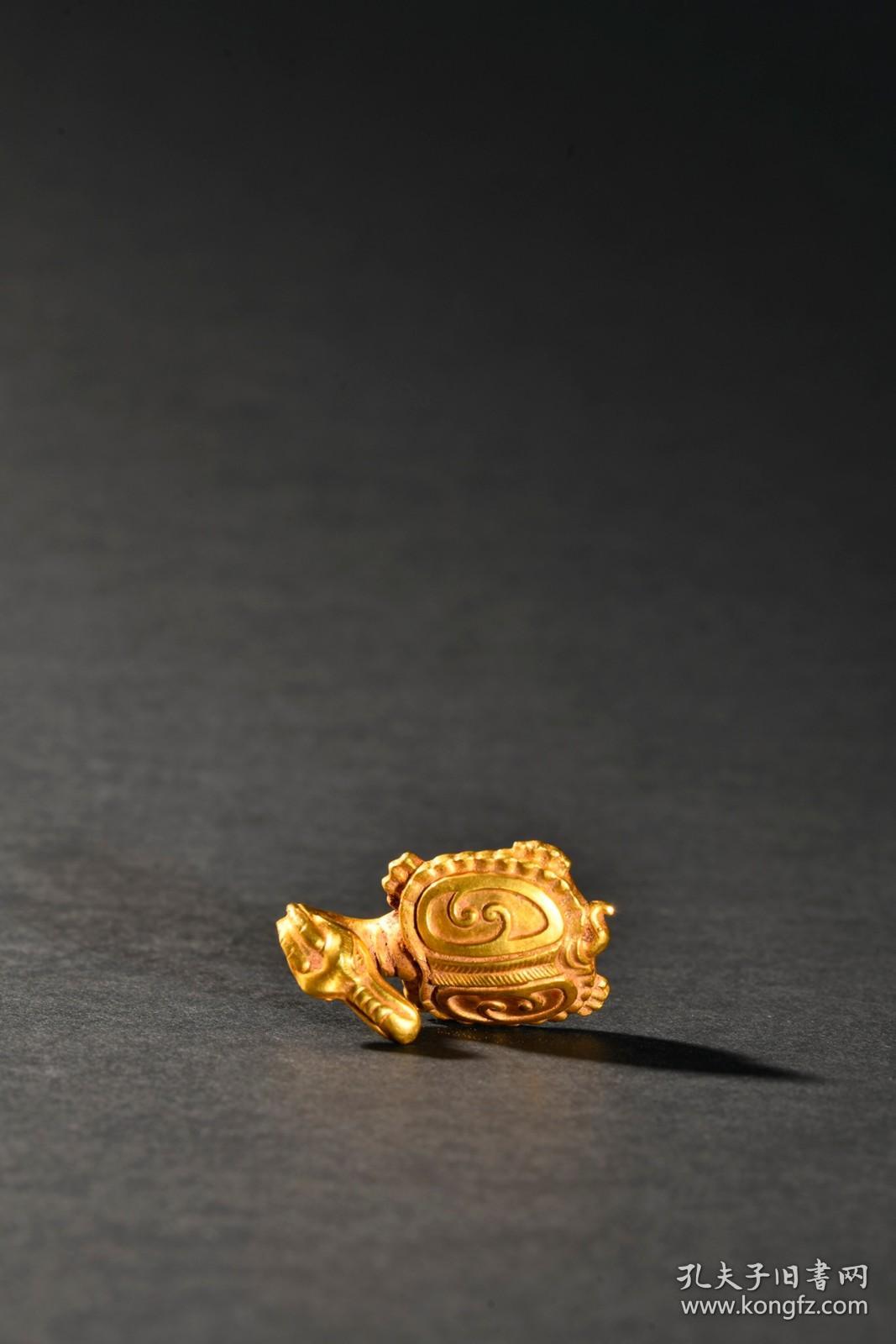 旧藏 纯金龙龟钩