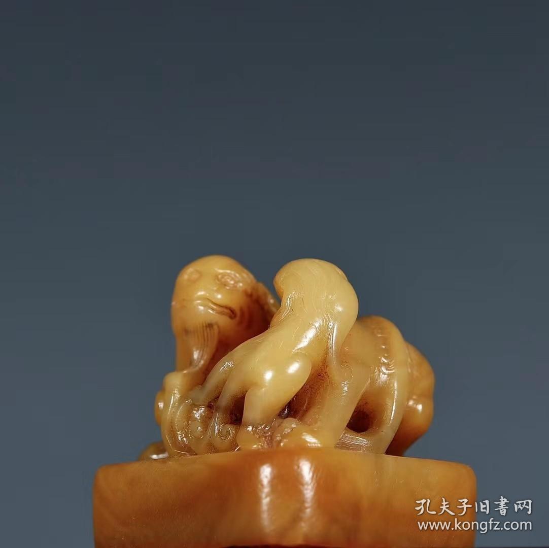 旧藏 寿山田黄“母子情深”印章