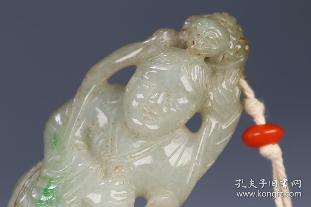 清 老翡翠人物雕件