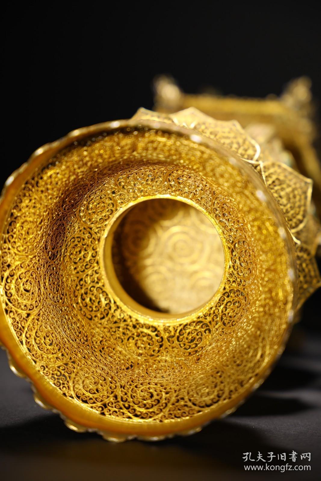 旧藏 银鎏金花丝佛龛