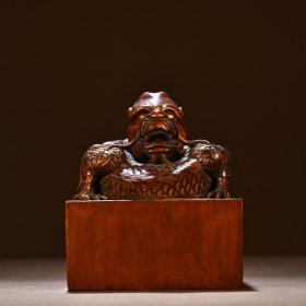 黄杨木雕龙钮大号印章