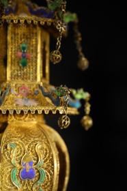 旧藏 银鎏金花丝佛龛