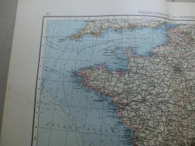 【百元包邮】1896年 德国制作 老地图   法国（ÜBERSICHTSKARTE VON FRANKREICH）；法国北部地区 （FRANKREICH NÖRDLICH HÄLFTE）