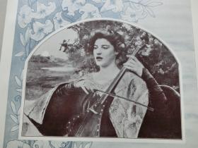 【百元包邮】1905年，彩色平版印刷画《晚歌》（Abendlied） ，纸张尺寸约41×28厘米。